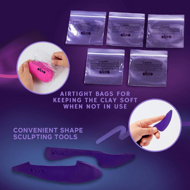 Okto air dry clay modelling set 36 colours - British product