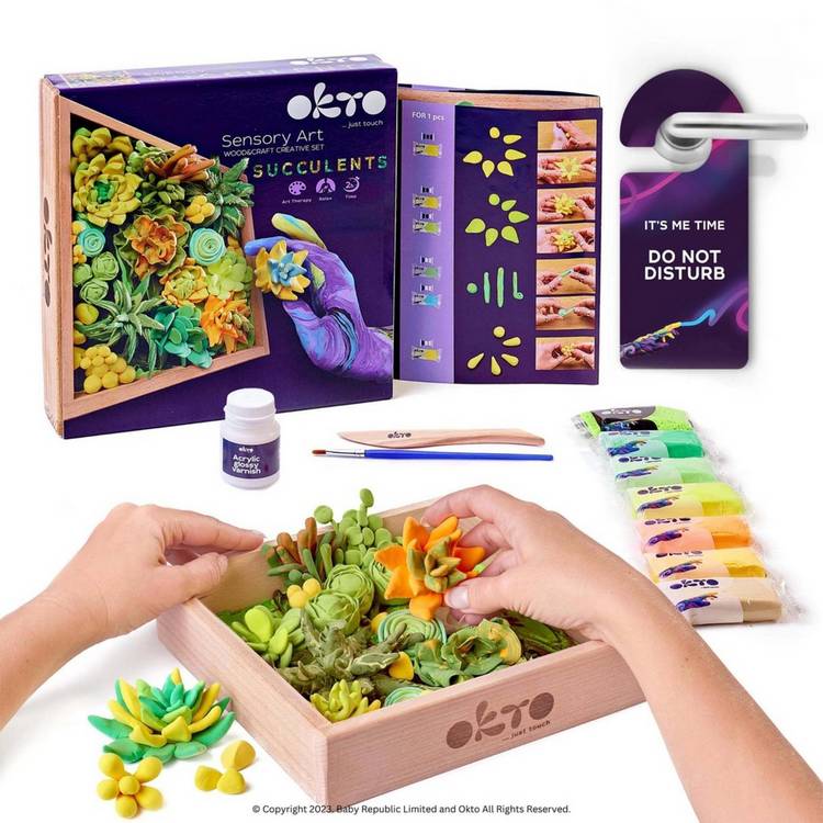 Okto sensory art succulents kit 21cm high, imported from the UK