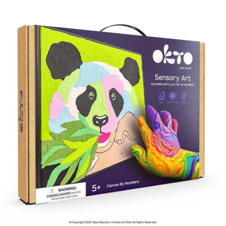 Okto sensory clay painting by numbers panda kit 30cm - British product