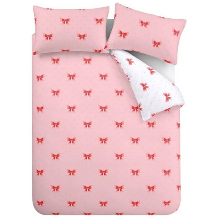 Sassy B Dotty Bows pink bedding set double (British brand)