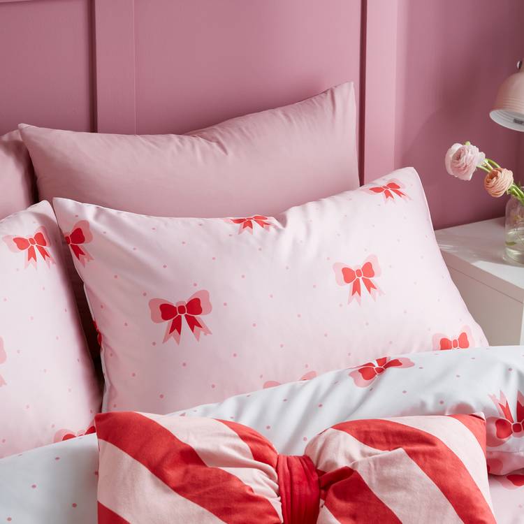 Sassy B Dotty Bows pink bedding set double (British brand)