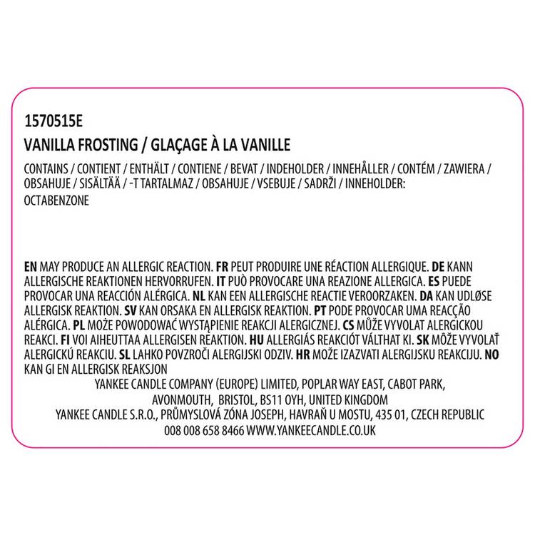 Yankee Candle scented candle Vanilla Frosting medium, imported from the UK