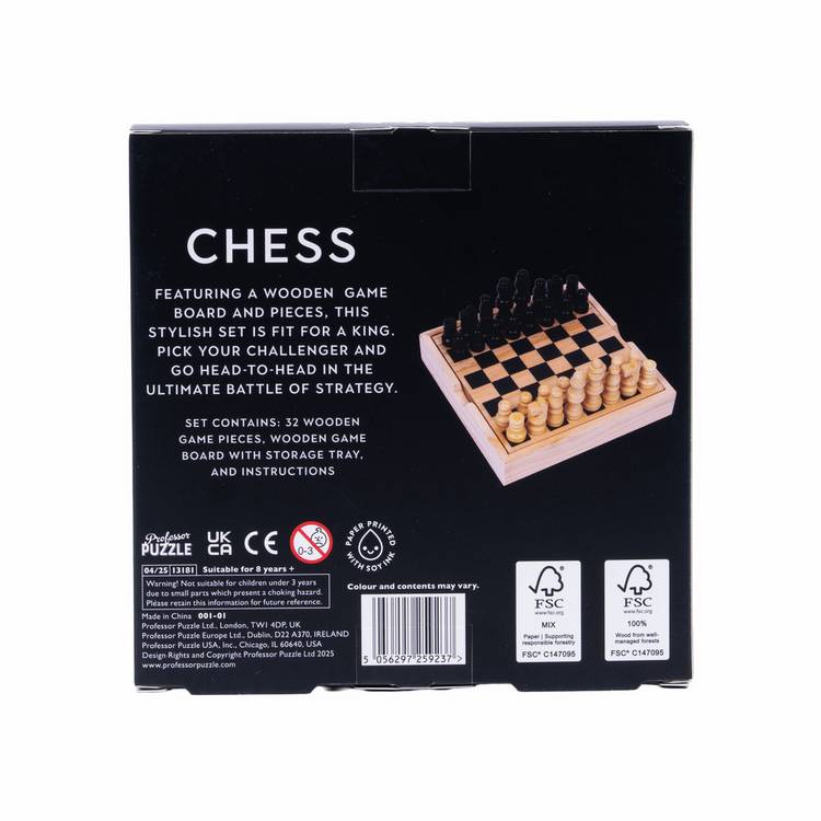 Professor Puzzle wooden chess set with storage, imported from the UK