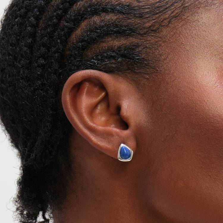 Inicio silver plated lapis stud earrings, imported from the UK