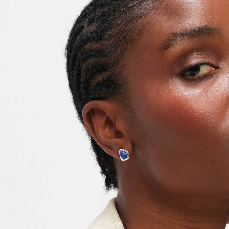 Inicio silver plated lapis stud earrings, imported from the UK