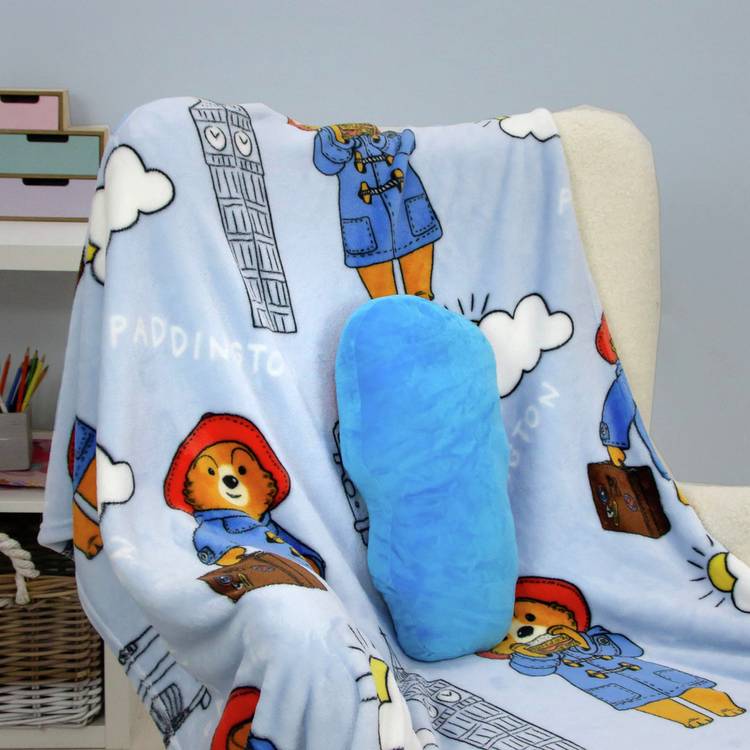 Paddington Bear shaped cushion blue 40x30cm, UK version