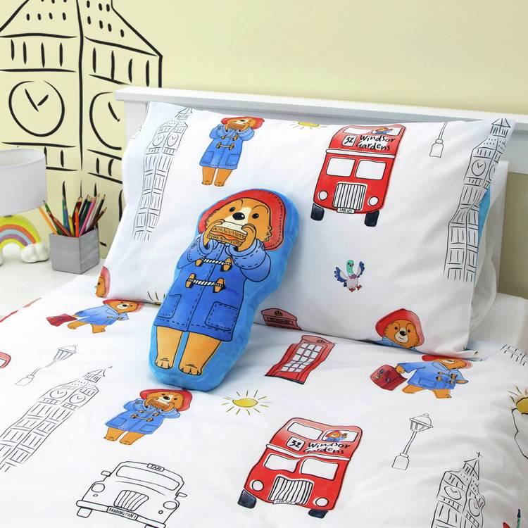 Paddington Bear shaped cushion blue 40x30cm, UK version