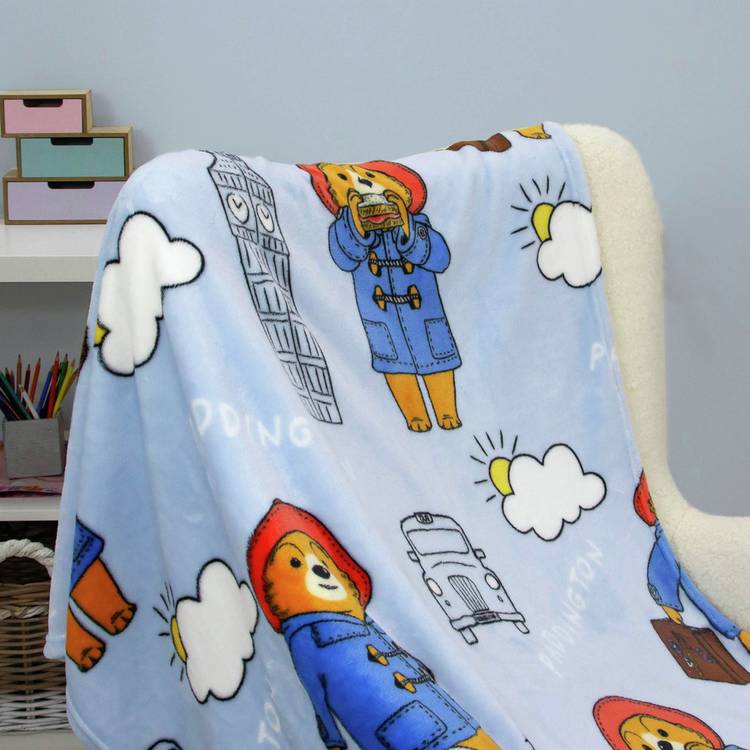 Paddington Bear fleece throw blue 100x150cm (British brand)