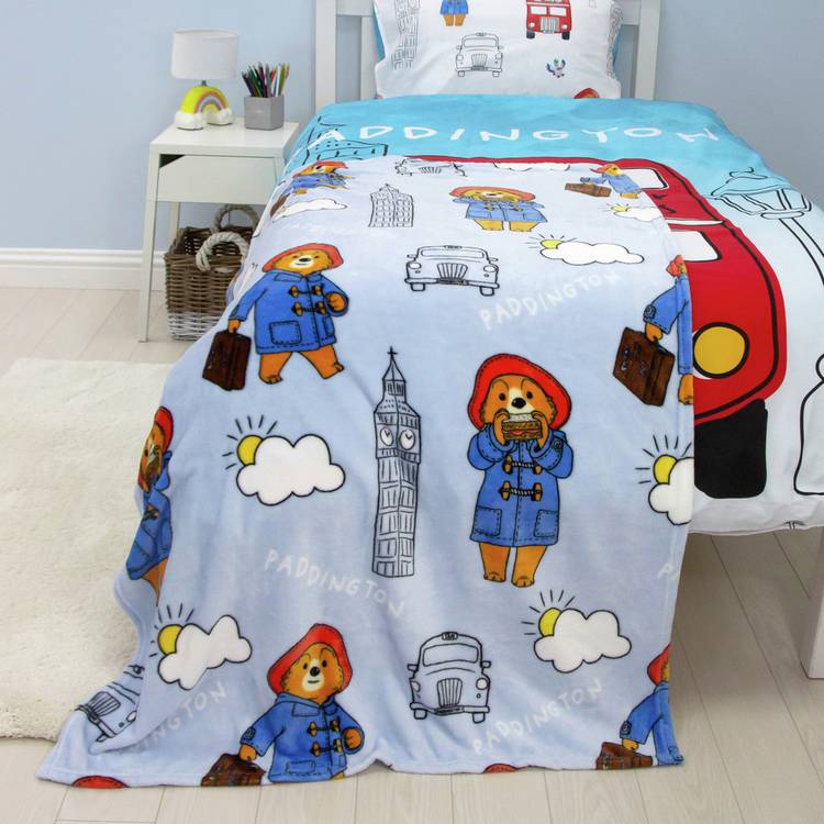 Paddington Bear fleece throw blue 100x150cm (British brand)