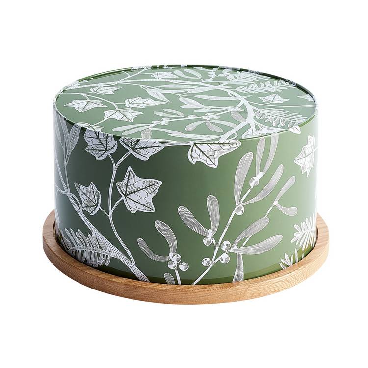Habitat floral green cake tin (British brand)