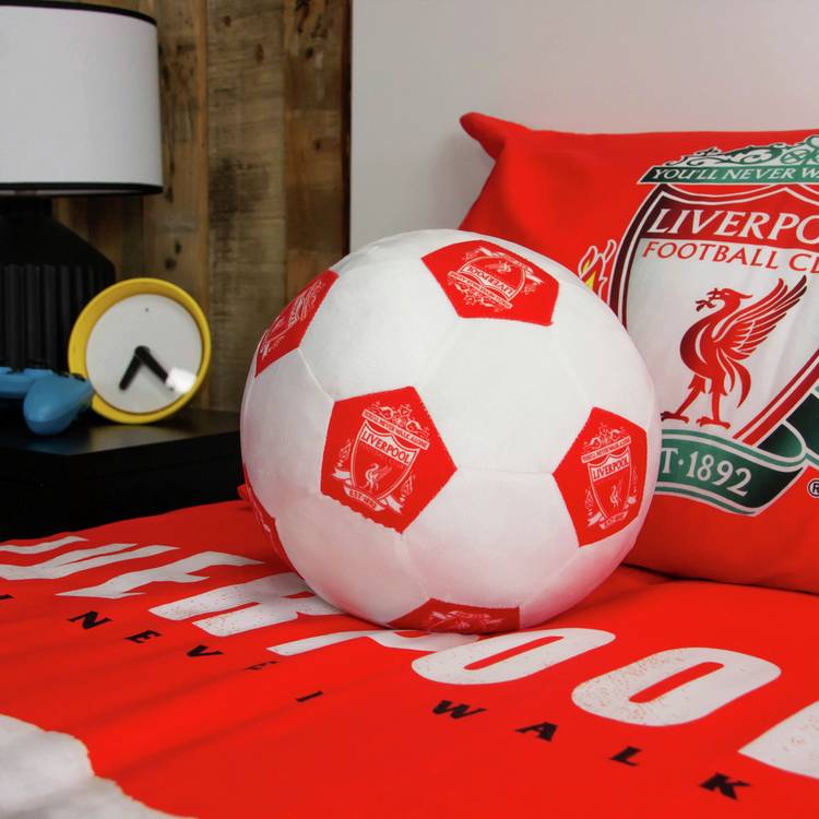 Liverpool FC football-shaped cushion white 25cm - British product