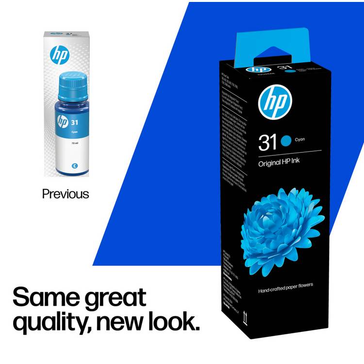 HP cyan ink bottle 70ml high yield, imported from the UK