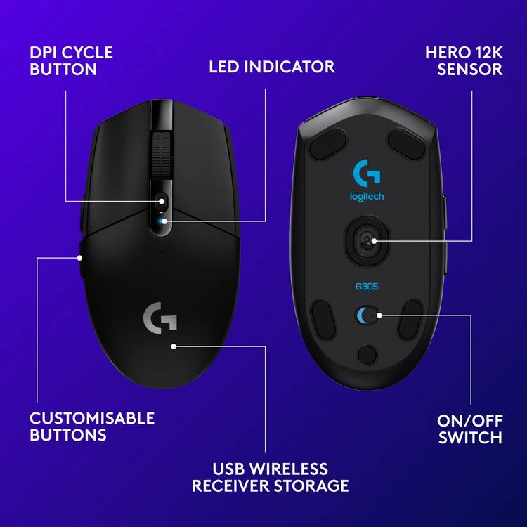 Logitech G305 Lightspeed wireless gaming mouse, imported from the UK