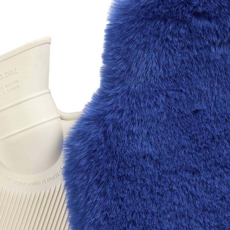 Habitat hot water bottle with blue faux fur cover 1L - British product