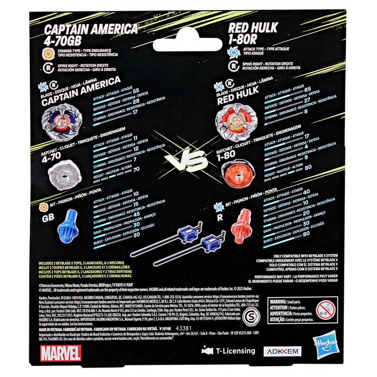 Beyblade X Marvel Shore Pack spinning top set, UK version