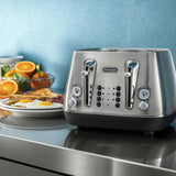 De'Longhi 4-slice stainless steel toaster - British product