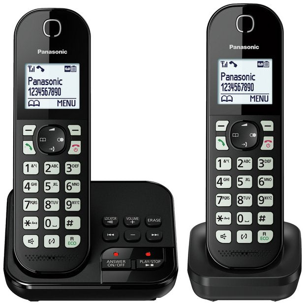 Panasonic cordless phone twin handset with answer machine - British product