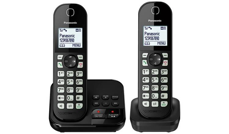 Panasonic cordless phone twin handset with answer machine - British product