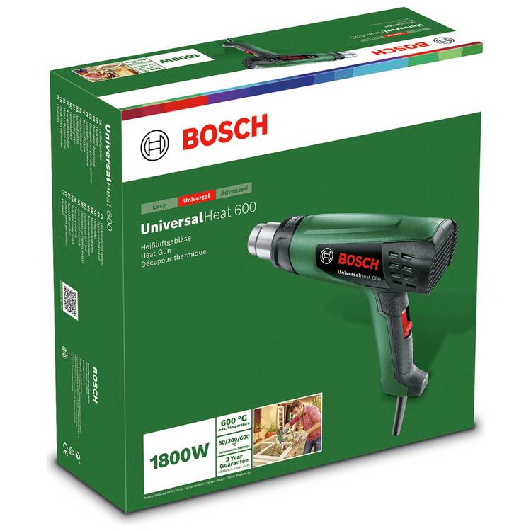 Bosch UniversalHeat 600 heat gun with accessories (British brand)