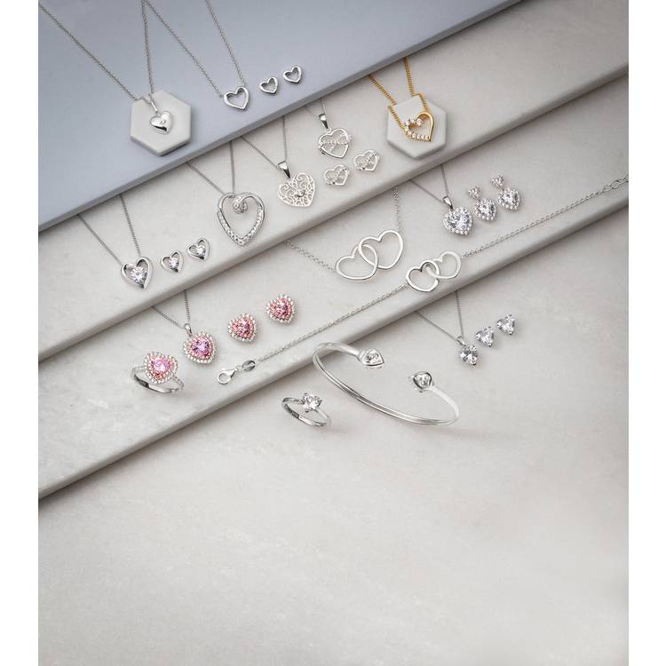 Revere heart cubic zirconia earrings, imported from the UK