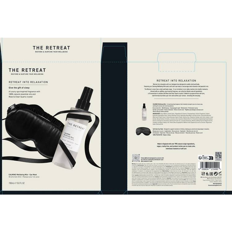 The Retreat sleep gift set with calming mist and eye mask - British product