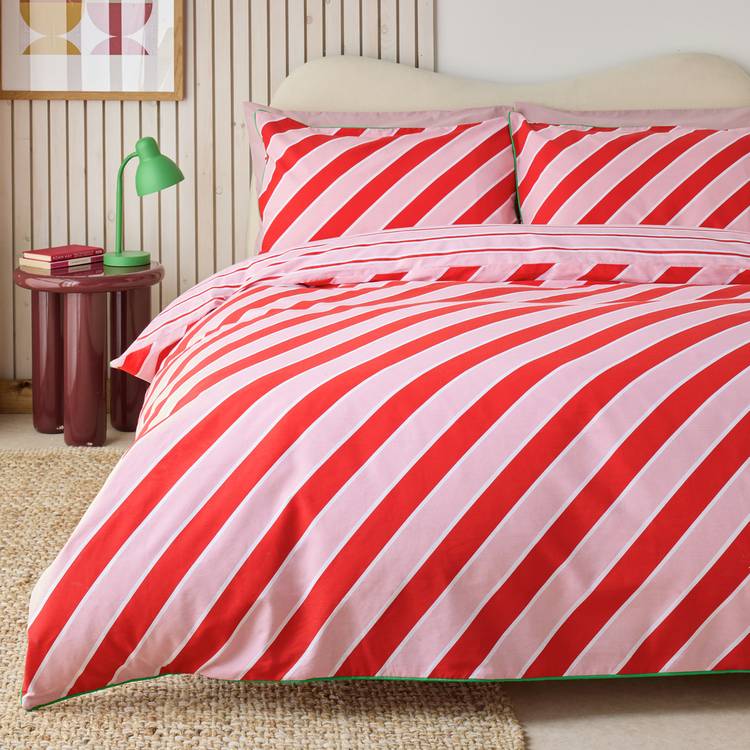 Habitat Candy Stripe pink & red double bedding set - British product