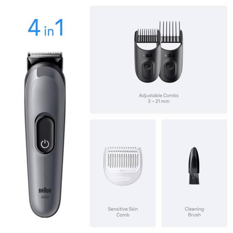 Braun AIO3500 4in1 beard and hair clipper (British brand)