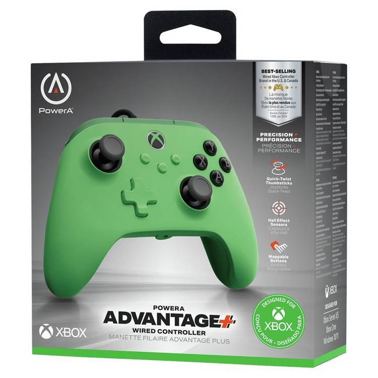 PowerA wired controller in green with Hall Effect thumbsticks, UK version