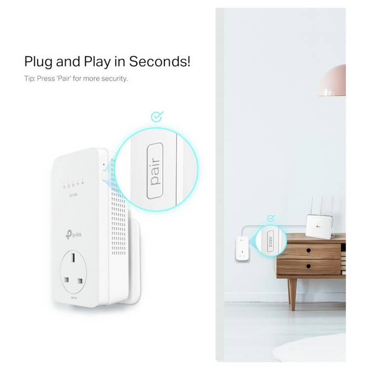 TP-Link AV1300 Powerline Wi-Fi Booster kit - British product
