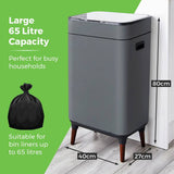 Tower 65 litre sensor bin in grey - British product