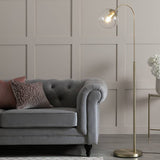 Argos Habitat Coleman Glass Shade Metal Floor Lamp in Brass- Buy online at McGrocer