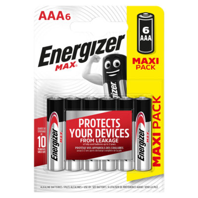 Energizer Max alkaline AAA batteries 6 pack - British product