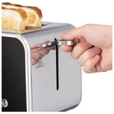 Russell Hobbs Luna 2 slice toaster black silver, imported from the UK