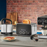 Russell Hobbs Luna 2 slice toaster black silver, imported from the UK