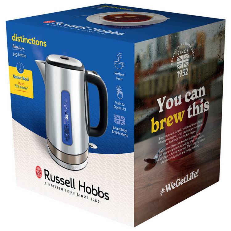 Russell Hobbs Luna Quiet Boil kettle with titanium trim, UK version