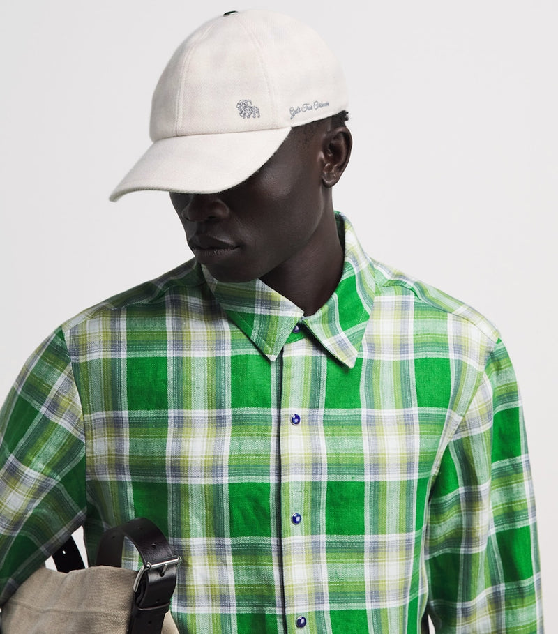 God's True Cashmere tartan cap with malachite gemstone (British brand)