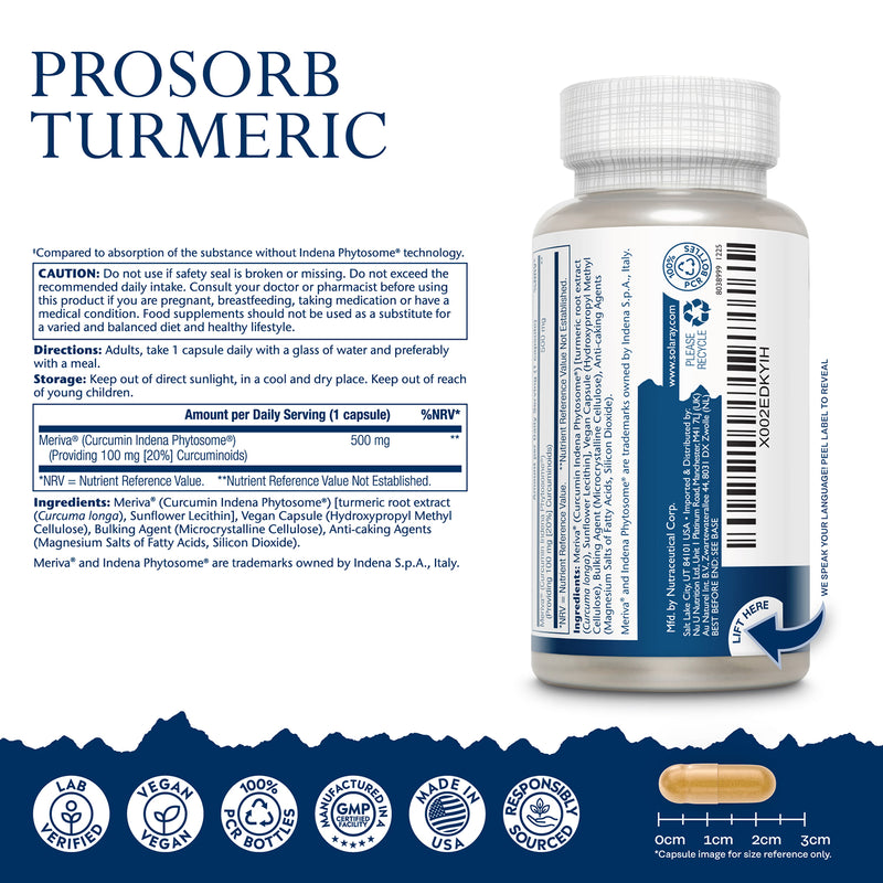 Solaray Turmeric 500mg Meriva curcumin supplement (British brand)