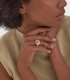Bvlgari yellow gold topaz quartz ring - (British brand)