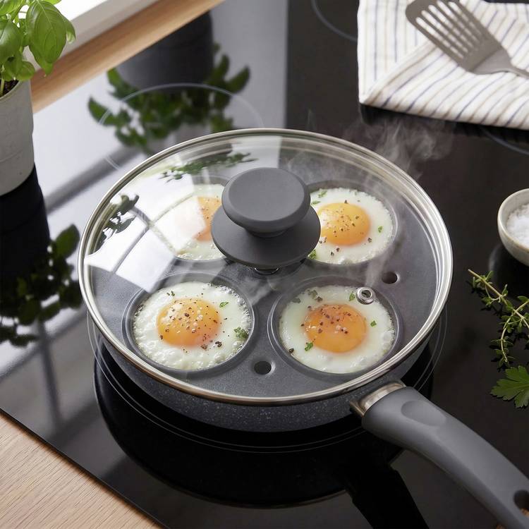 Salter Marblestone non-stick egg pan with lid 20cm, UK version