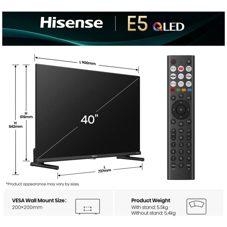 Hisense QLED TV 40 inch Smart - British product