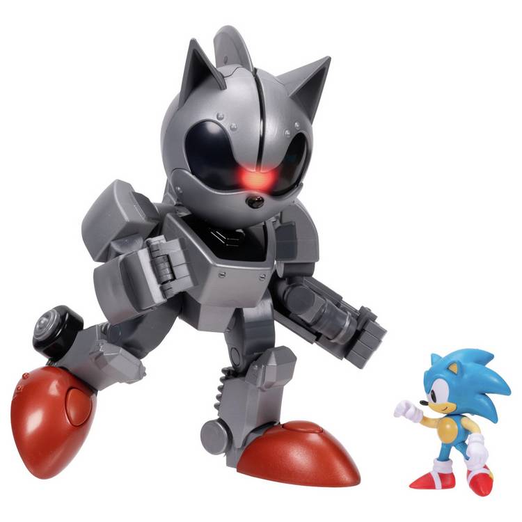 JAKKS Pacific Mecha Sonic action figure 25cm with small Sonic figure, imported from the UK