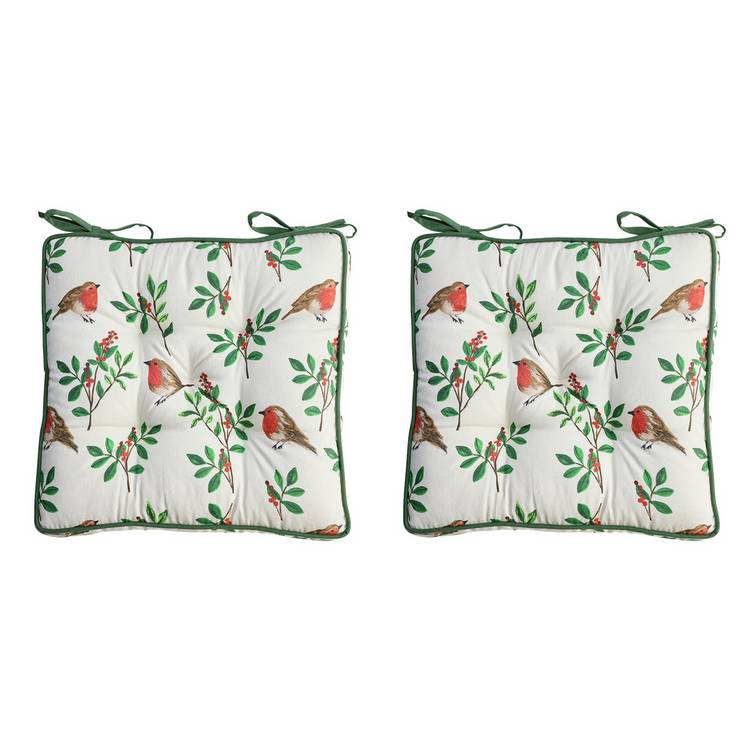 Argos Home cream robin seat cushion pair 40x40cm, imported from the UK