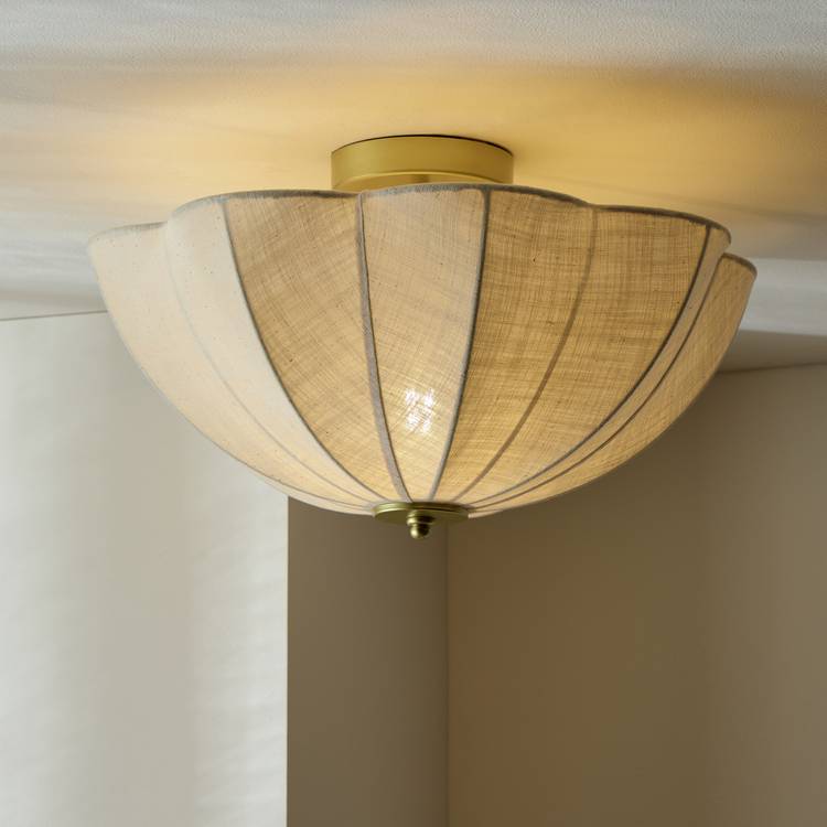 Argos Home scalloped uplighter flush ceiling light natural, UK version