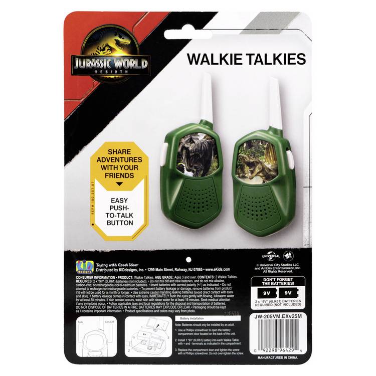 Universal Jurassic World walkie talkie set of 2, UK version