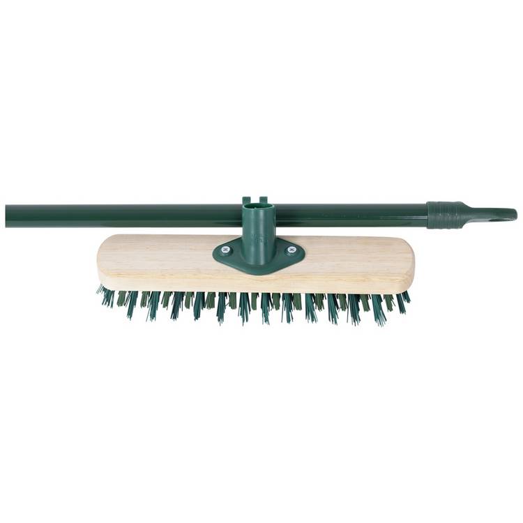 Charles Bentley outdoor decking broom with castle effect bristles (British brand)