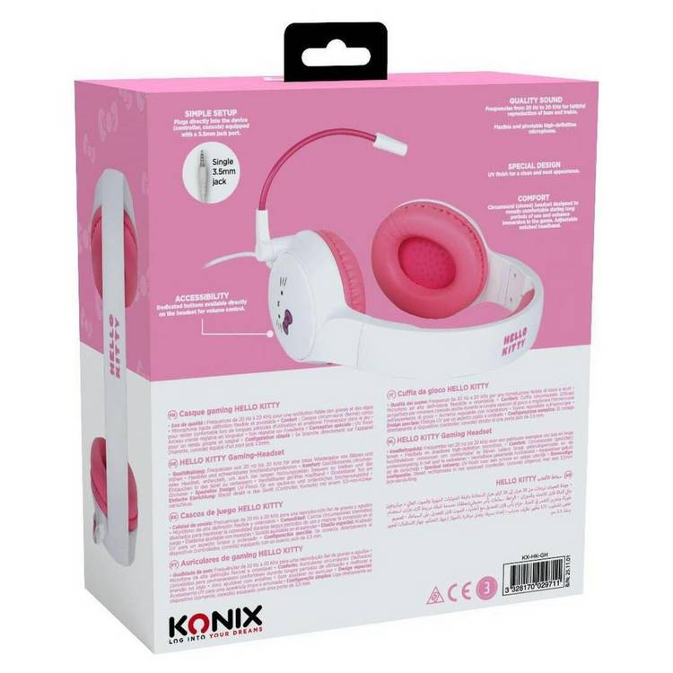 Konix Hello Kitty wired gaming headset white pink (British brand)