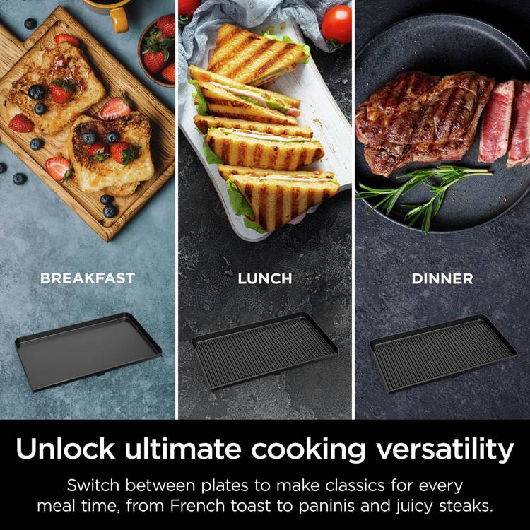 Ninja Sizzle Pro XL Health Grill with grill and flat plates (British brand)