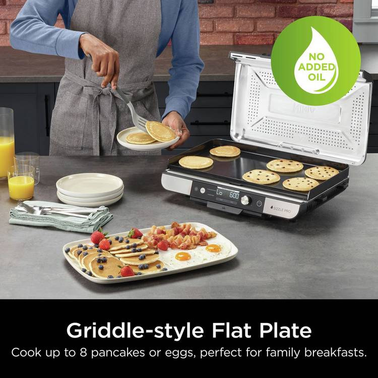 Ninja Sizzle Pro XL Health Grill with grill and flat plates (British brand)