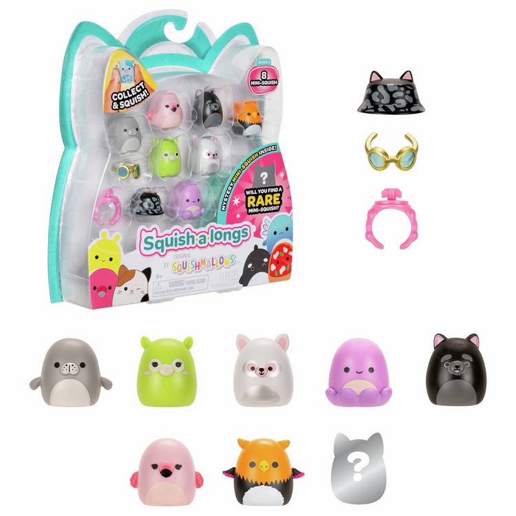 Squishmallows Squish-a-longs mini figures 8-pack, imported from the UK