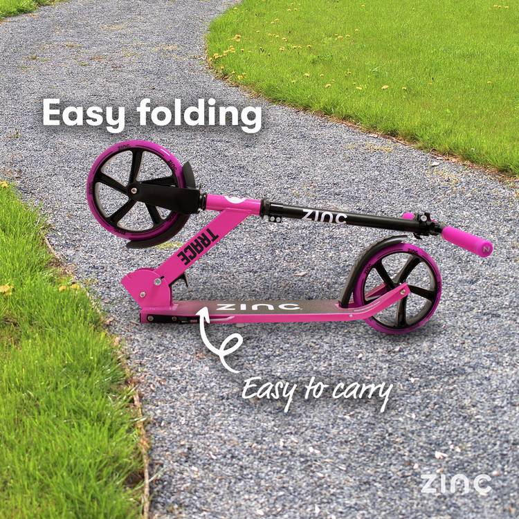 Zinc Trace big wheel folding scooter pink, UK version